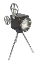 C1007BK - Black & Silver Movie Projector Miniature Clock