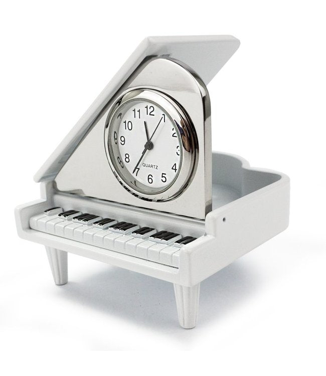 C3018 - Silver Grand Piano Miniature Clock