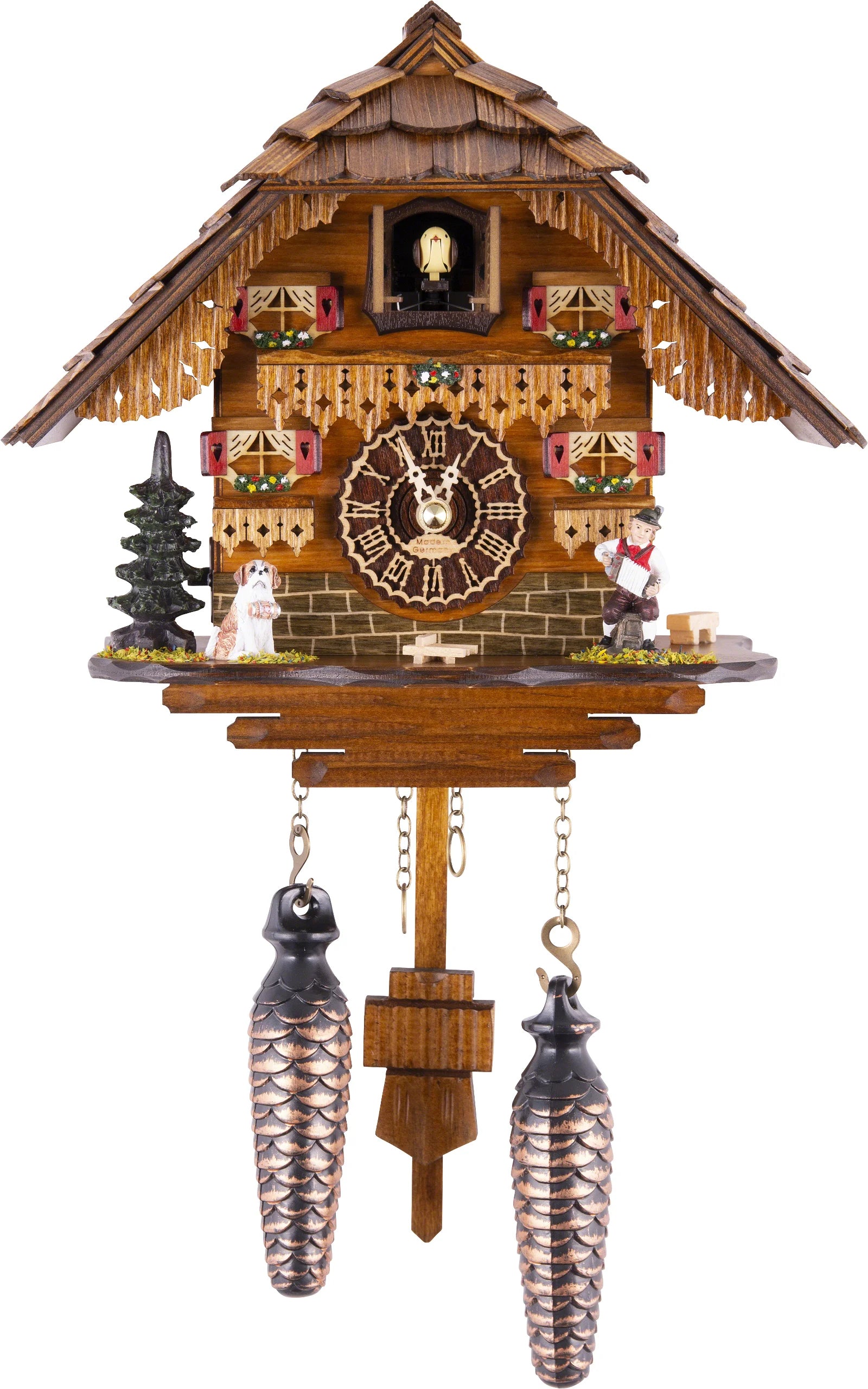 KU459QM Quartz Musical Cuckoo Clock with Dog & Musician Frankenmuth