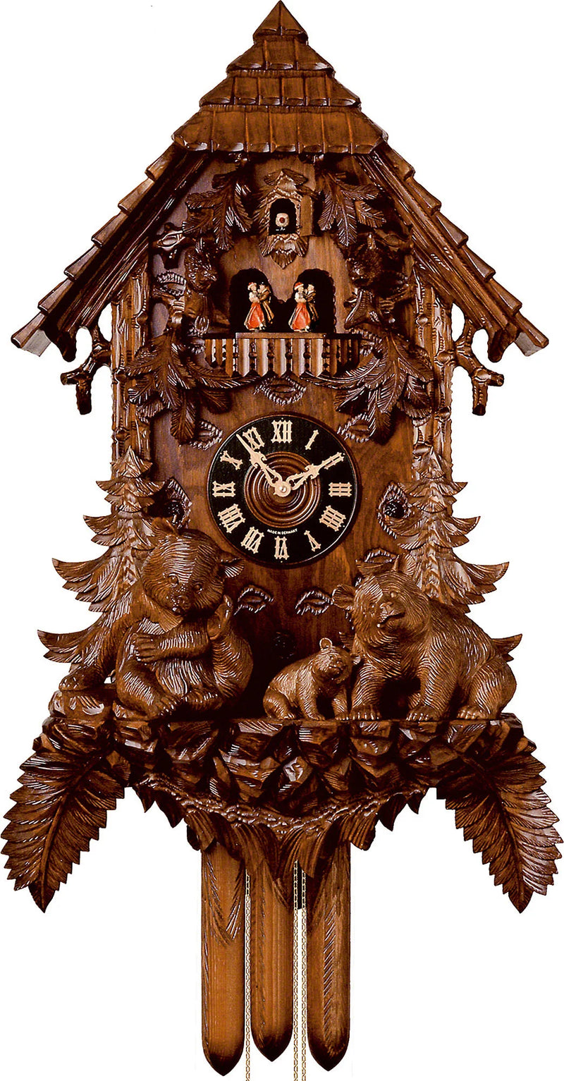 KU82528M - 8 Day Musical Chalet w/ Bears Fully Carved