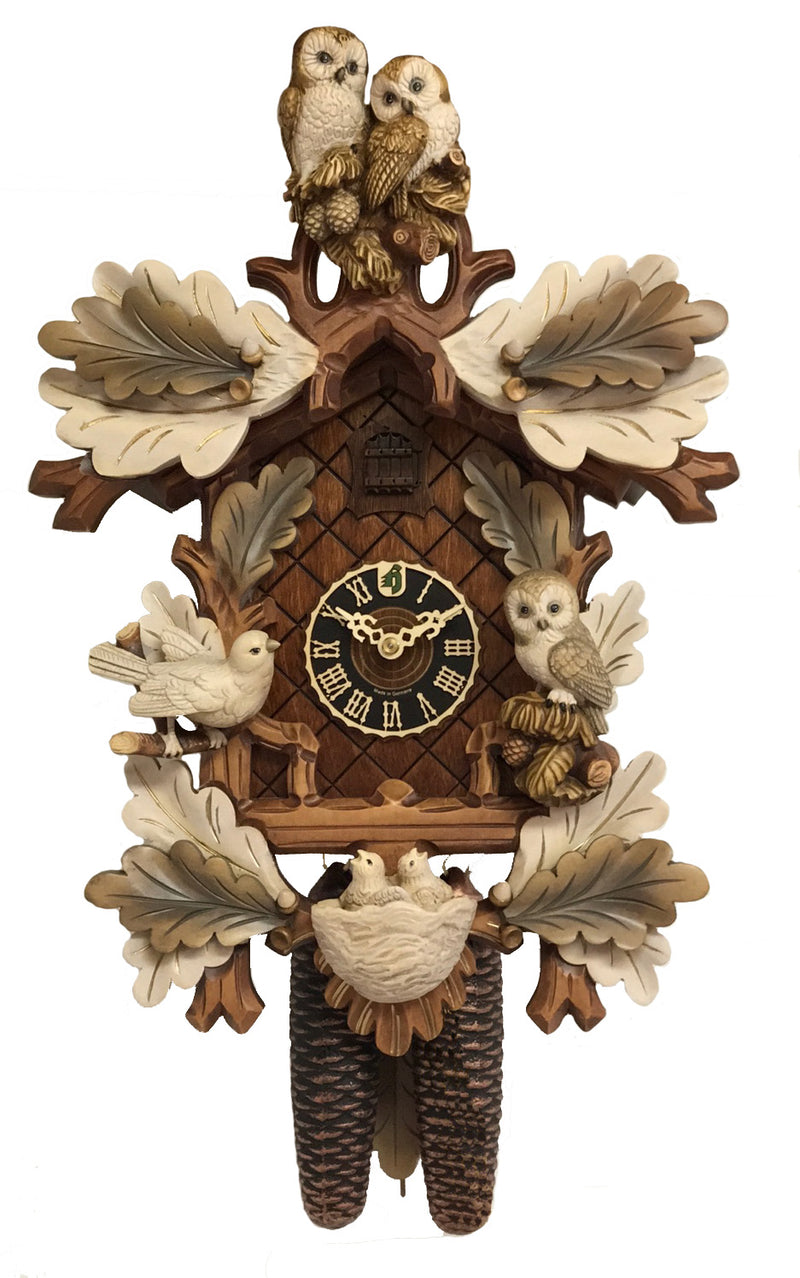 KU8794aw - 8 Day Cuckoo Clock with Hand Painted Owls & Birds