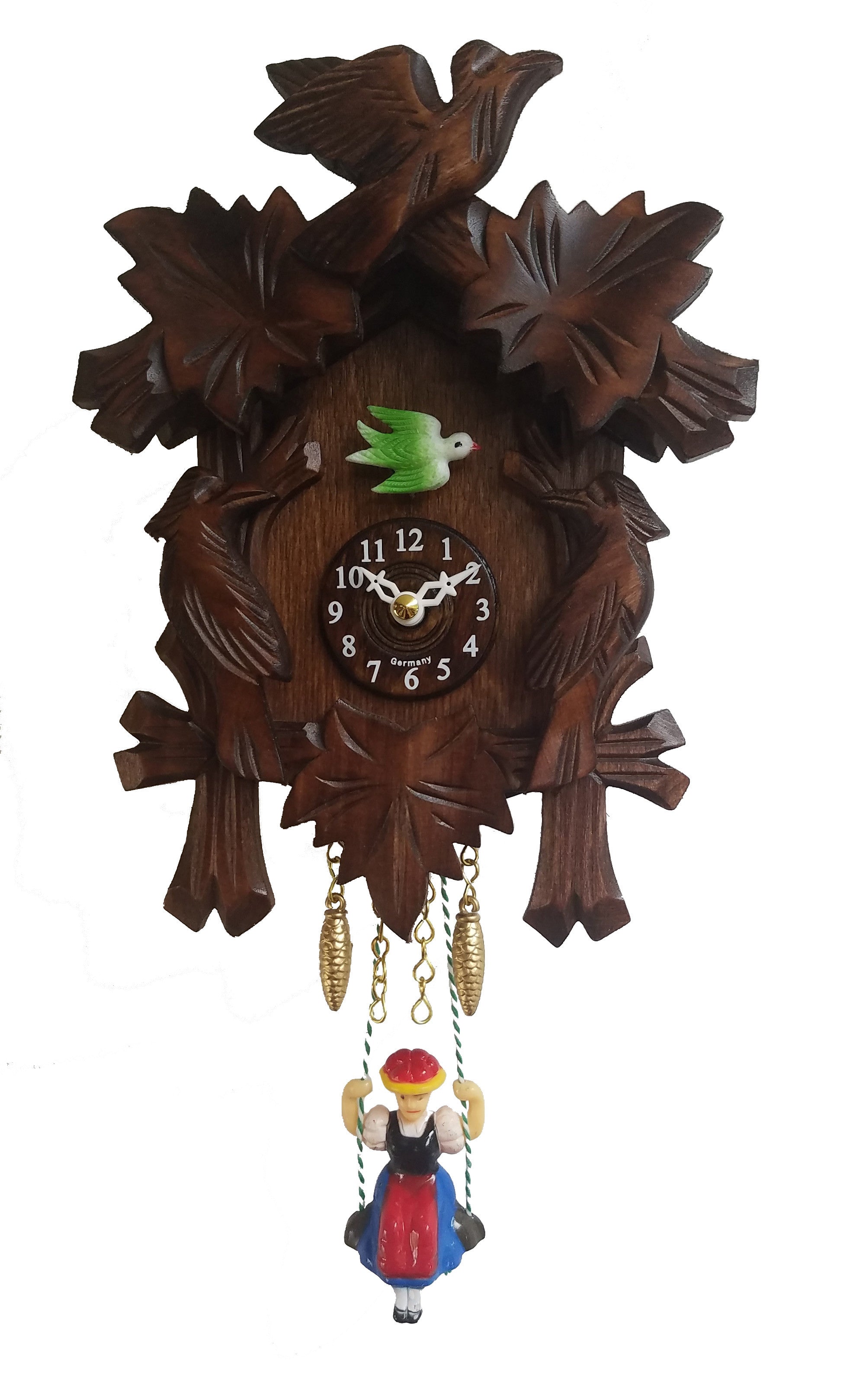 2002SQ Novelty Cuckoo Clock with Maple Leaves & Birds Frankenmuth
