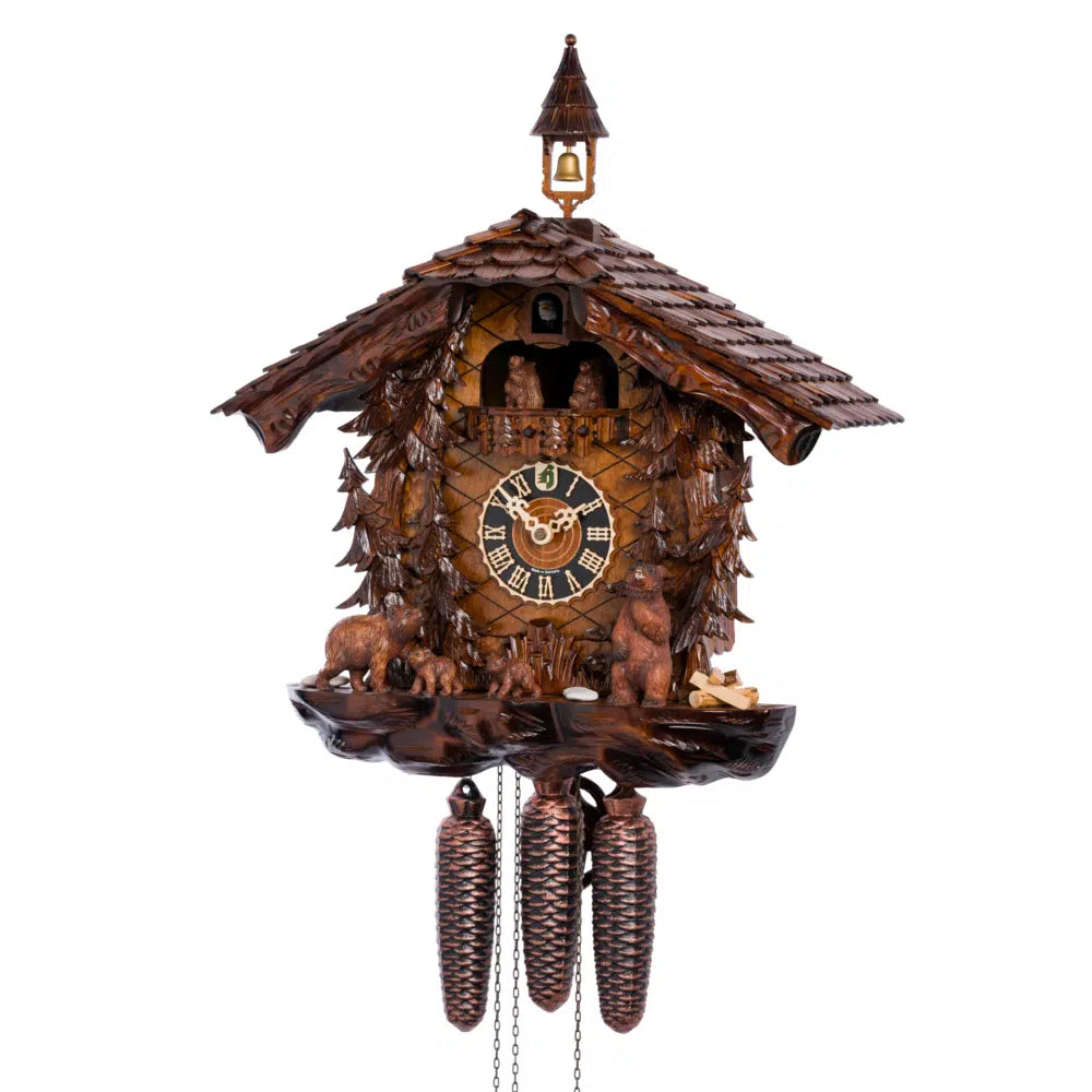 KU87075M 8 Day Chalet Cuckoo with Bear Family Frankenmuth Clock