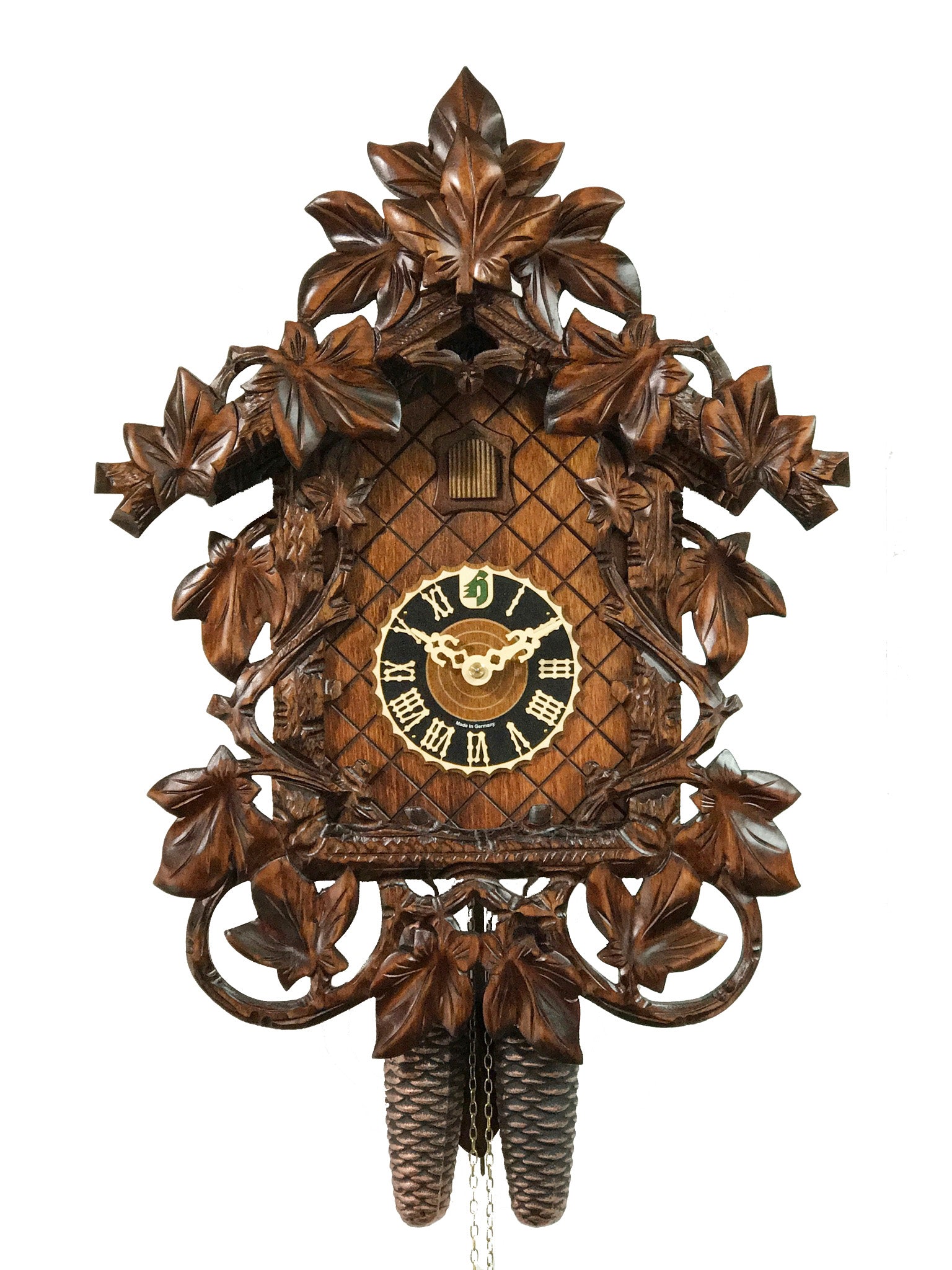 KU8905 8 Day Grape Leaf Cuckoo Clock Frankenmuth Clock & German
