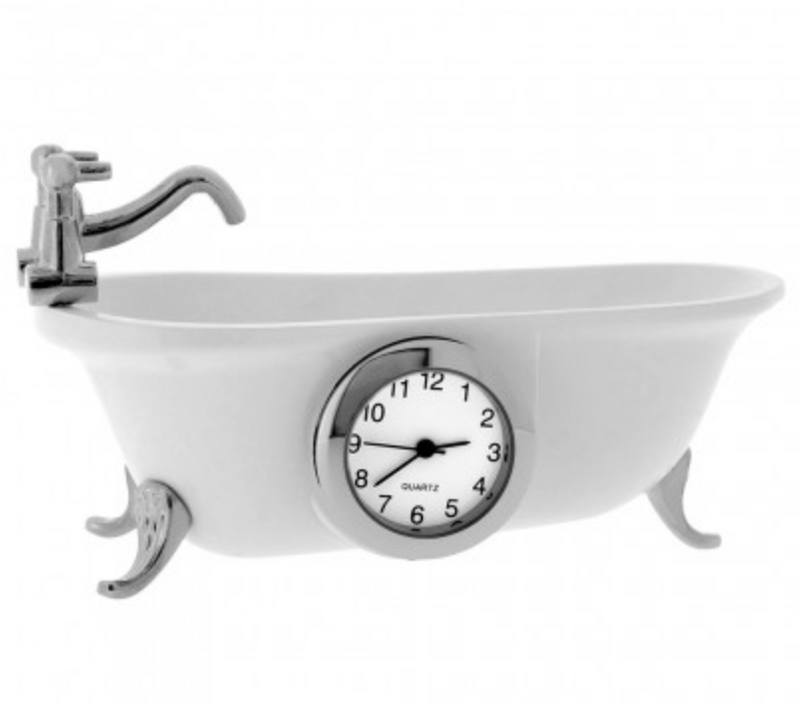 C1177WH - Vintage Clawfoot Tub Miniature Clock
