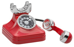 C3185RD - Red Old Style Telephone Miniature Clock