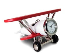 C3569RD/WH - Red & White Plane Miniature Clock
