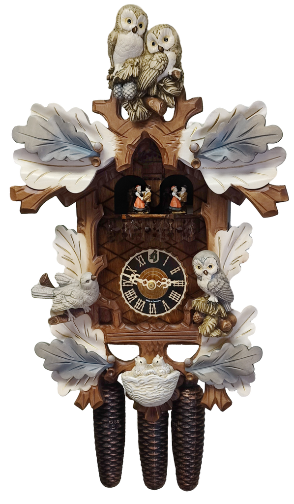 8 Day Musical Cuckoo Clock with Painted Owls - KU8794Maw
