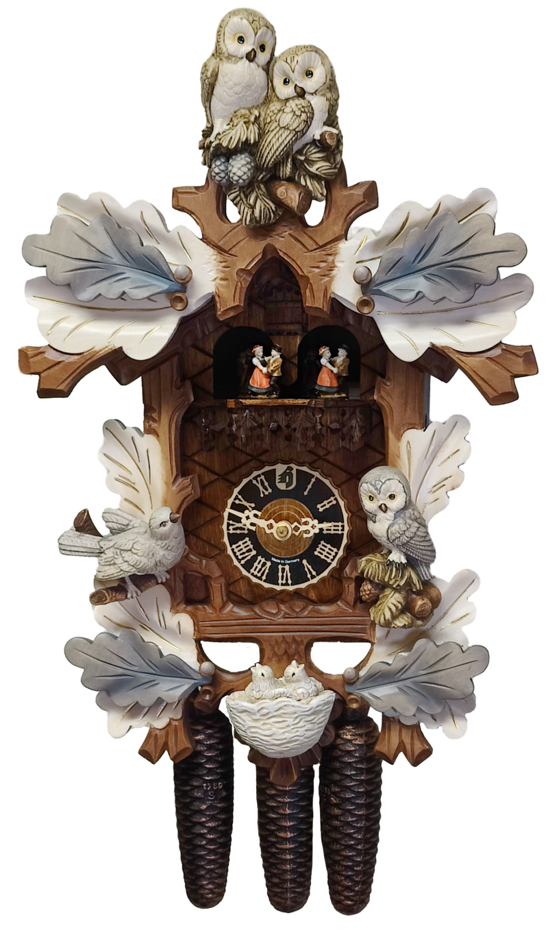 KU8794Maw - 8 Day Musical Cuckoo Clock with Painted Owls