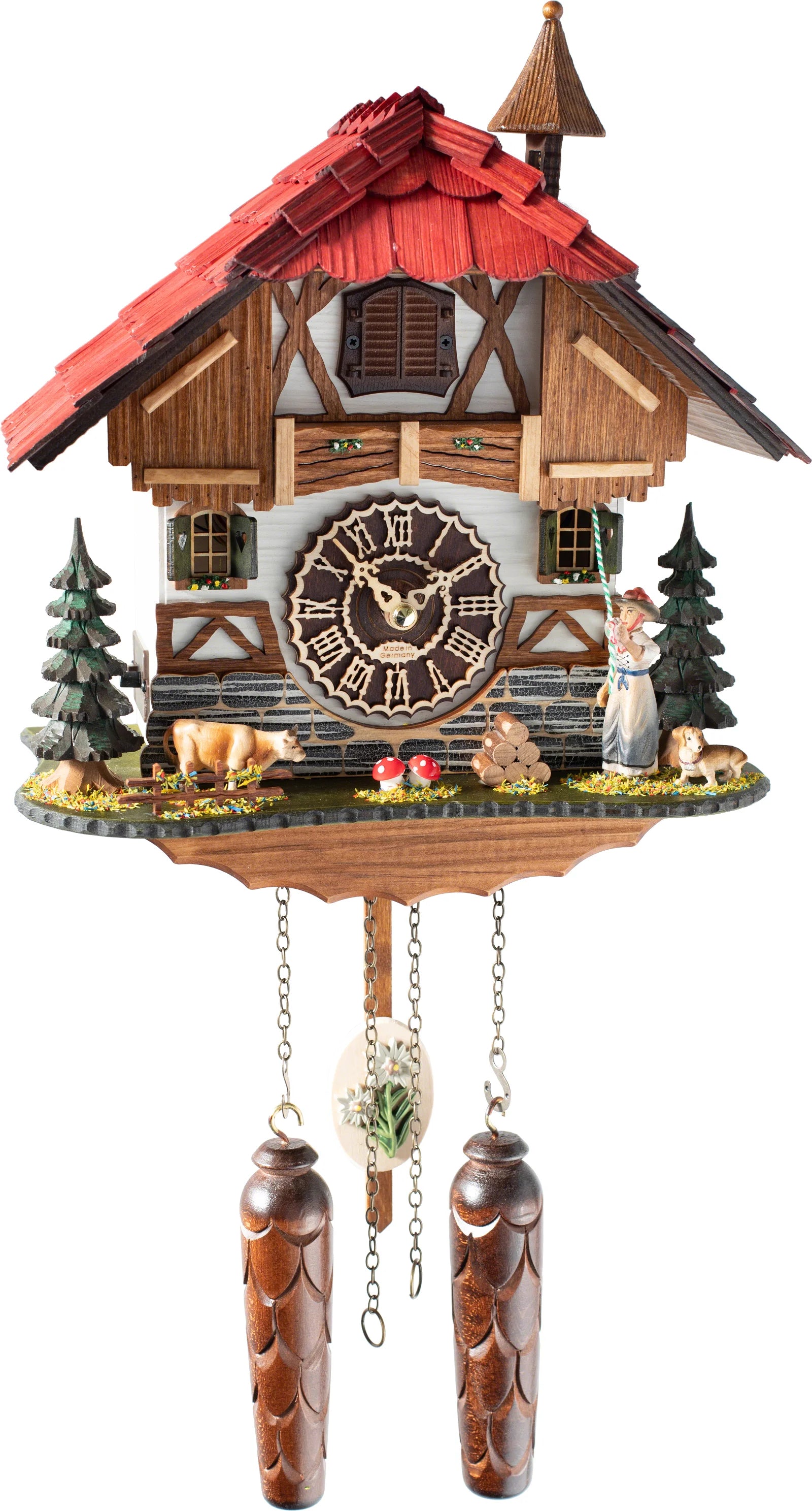 KU4295QM Quartz Cuckoo with Bellringer & Cow Frankenmuth Clock