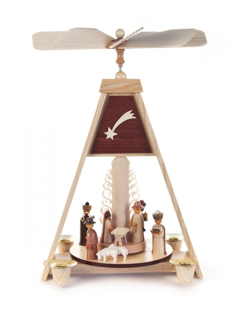 085/003N - Pyramid with Nativity Scene & Shooting Star (14mm Candles)