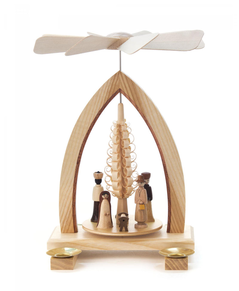 085/100G - Pyramid with Nativity Scene & Tree (14mm Candles)