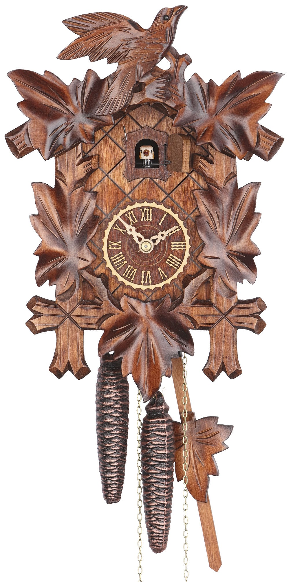 KU11002nu 1 Day 5 Leaf Cuckoo Clock Frankenmuth Clock & German Gift Co.