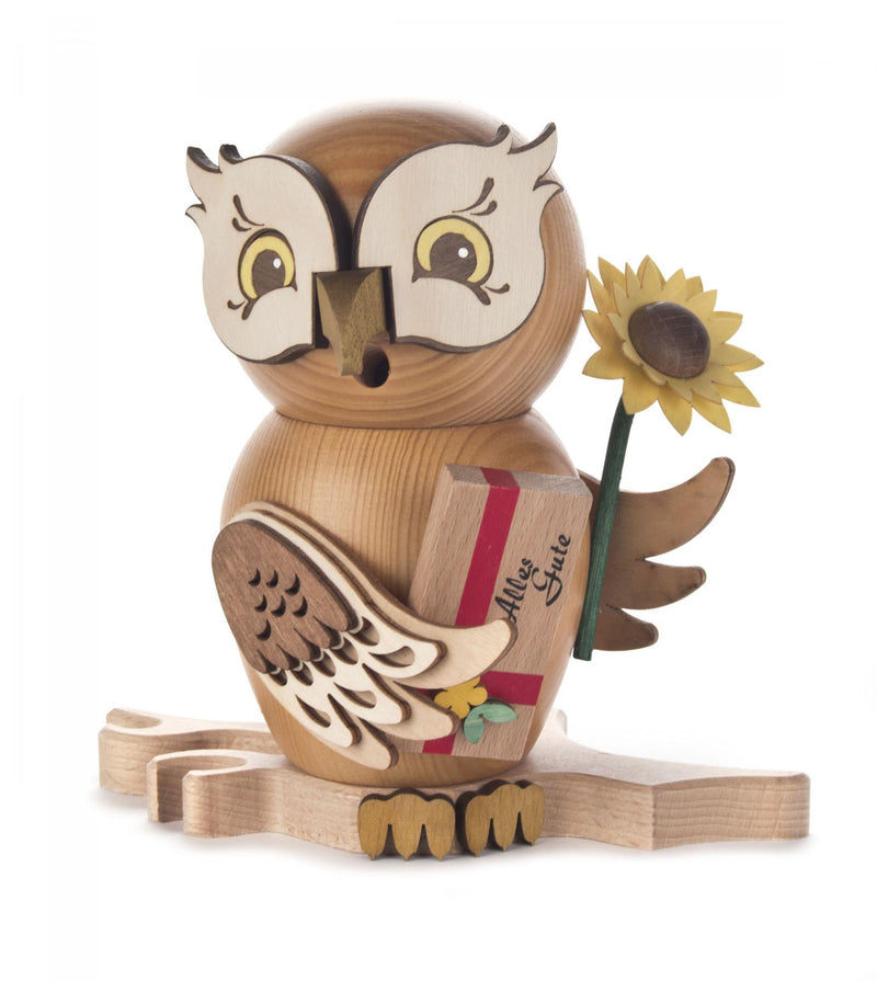 146/1670/5 - Owl Smoker with Flower & Gift