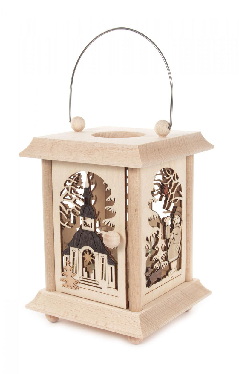 198/146 - Lantern Style Candle Holder w/ Seiffen Church