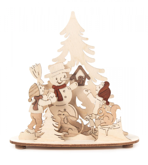 201/290 - Candle Holder with Snowman & Children