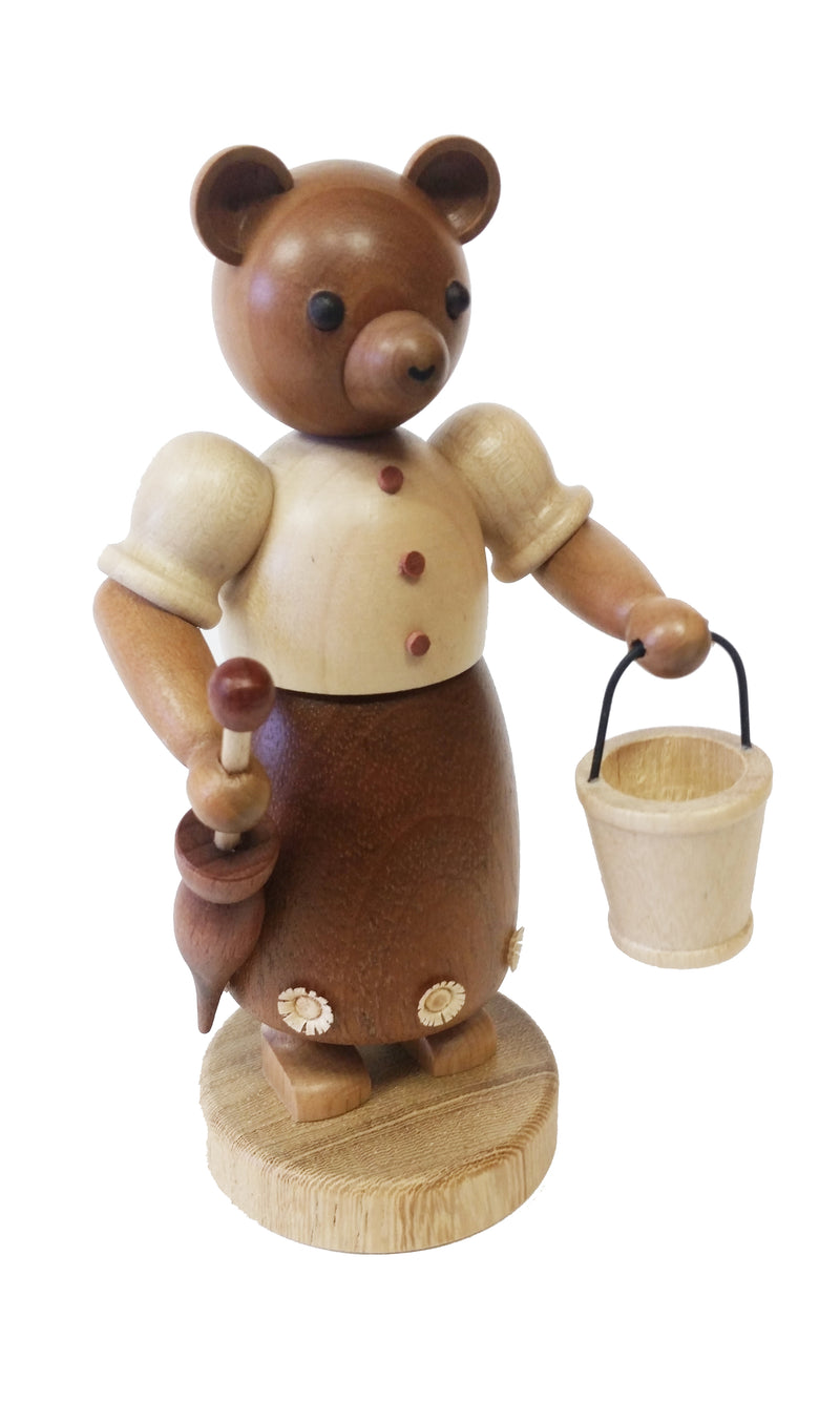224/413F - Lady Bear w/ Bucket & Umbrella Figurine