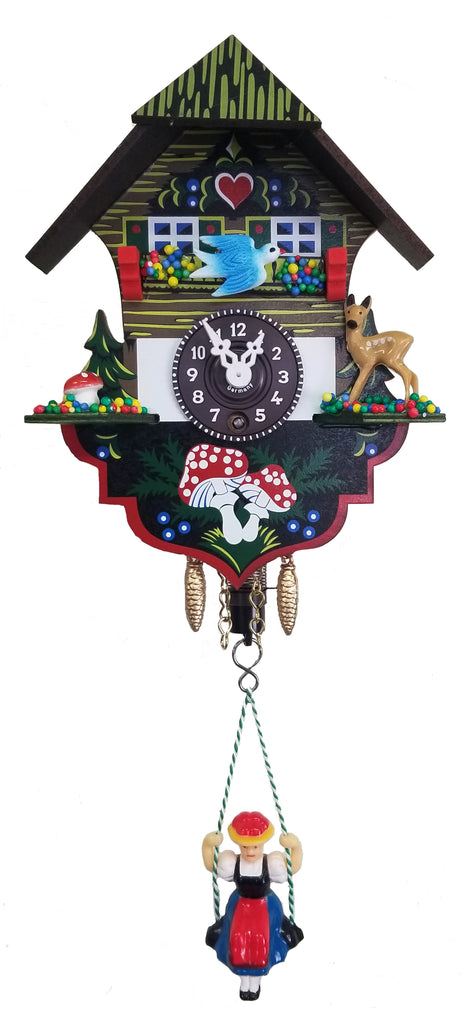 61S - Novelty Silk Screened Chalet Cuckoo Clock with Deer