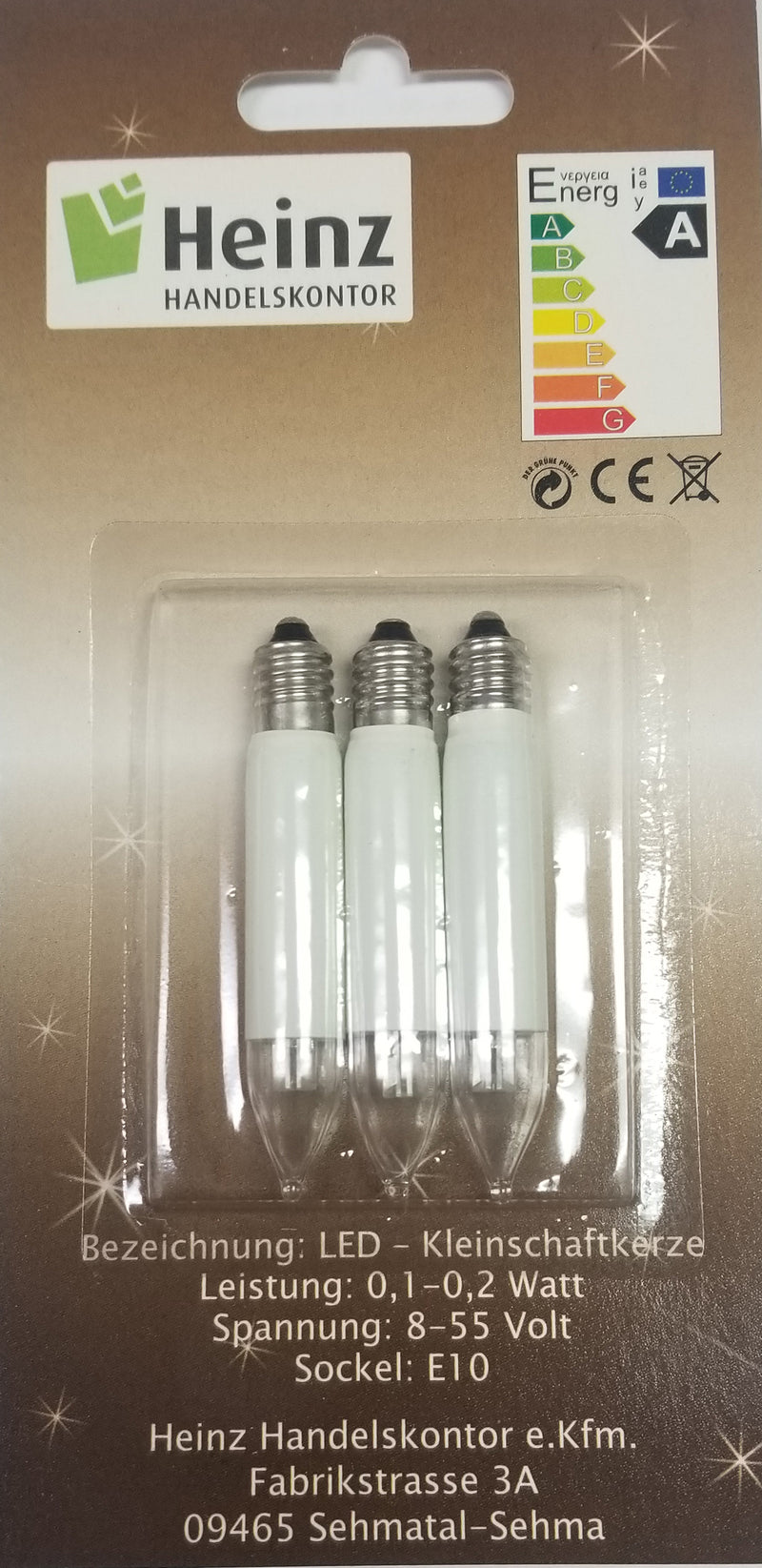 3 Pack LED Bulbs 8V/55W (E-10)