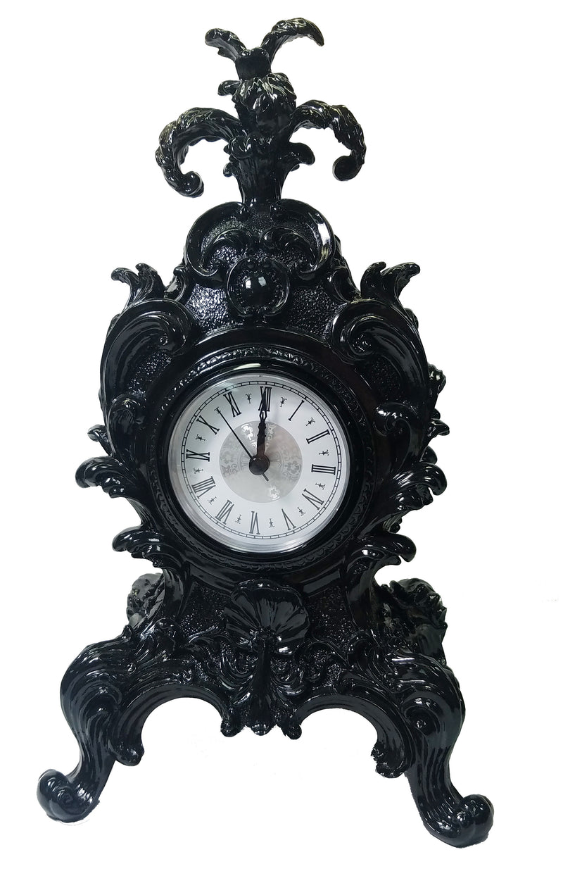 WU75597VA - Baroque Style Mantel Clock in Black