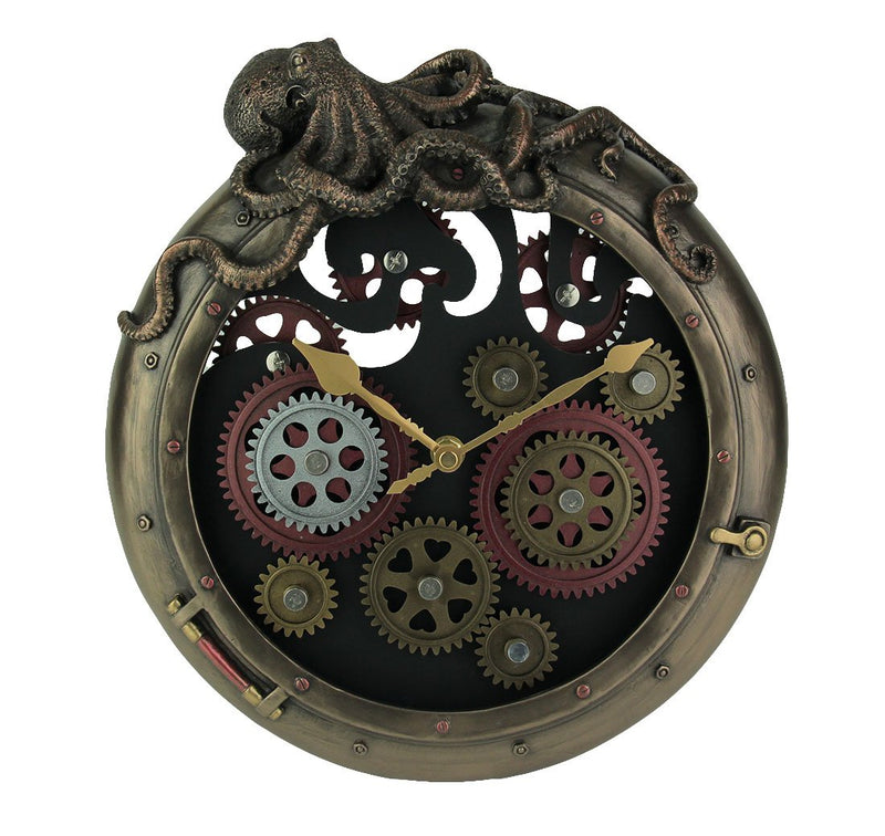Steampunk Octopus Porthole Wall Clock