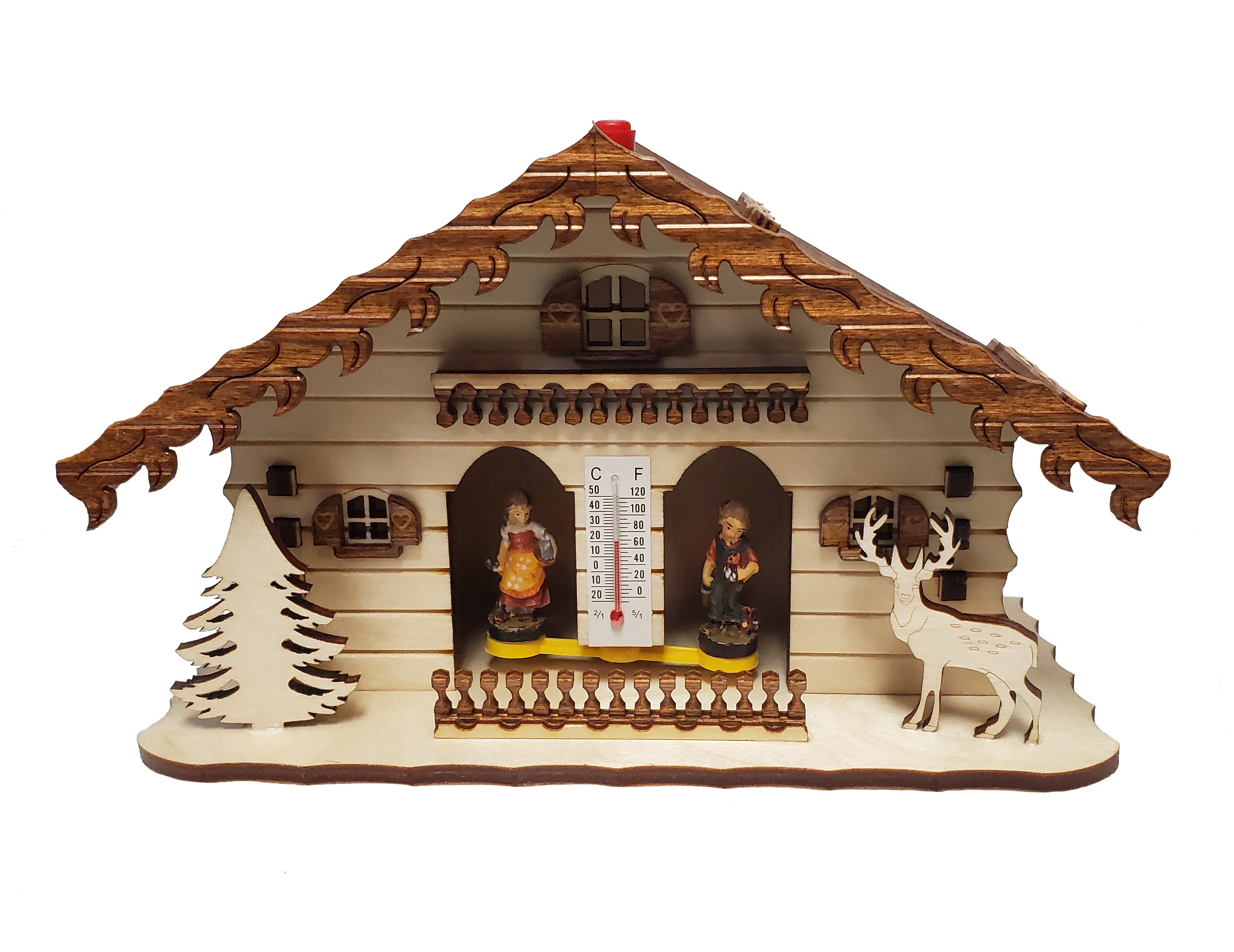 863 - Weather House With Deer & Tree (Natural) – Frankenmuth Clock ...