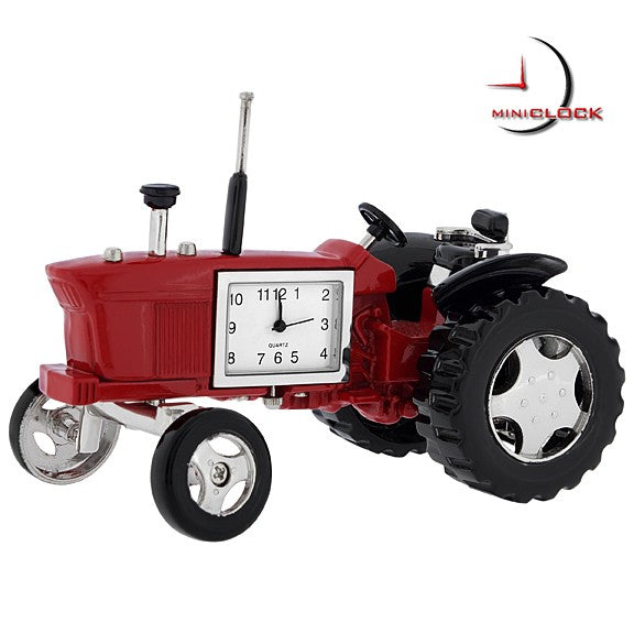C177RD - Farm Tractor Miniature Clock Red