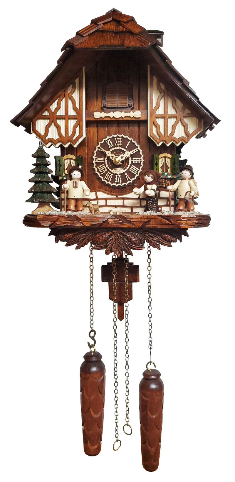 Mini German Battery Cuckoo Clock Real Clock Auto Swinging Pendulum Made in  Germany 