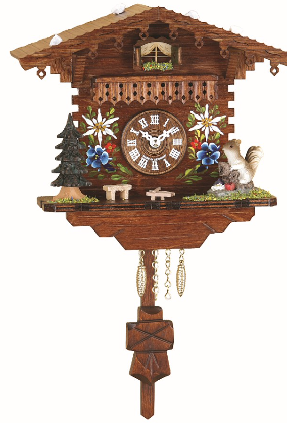 2038PQ - Novelty Chalet with Painted Flowers & Squirrel