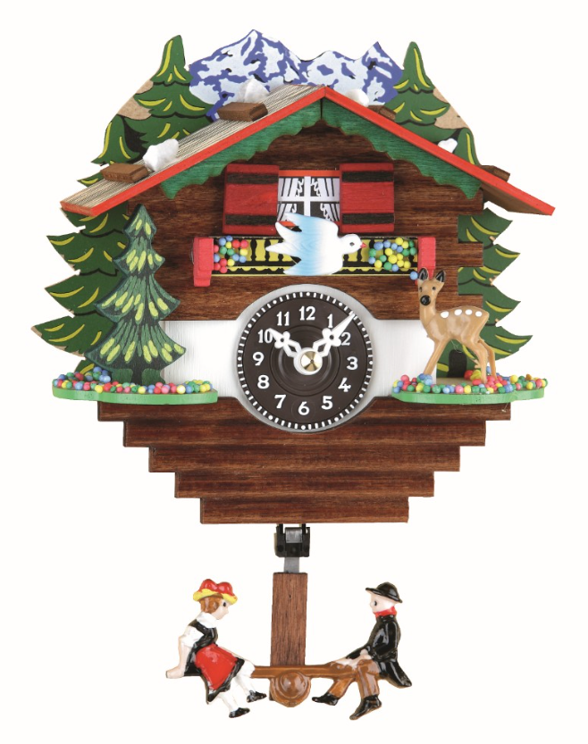 59SQ - Novelty Chalet with Deer & Tree (See-Saw Pendulum)