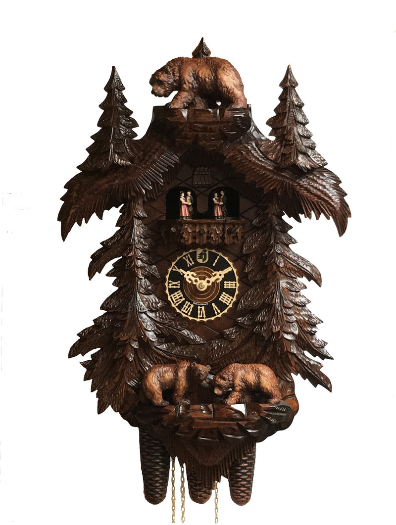 KU87095M - 8 Day Musical Chalet Cuckoo Clock with Bears & Pine Trees
