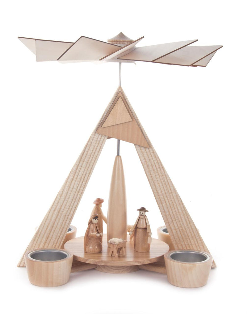 085/885/1 -Modern Style Natural Pyramid with Nativity Scene (Tealights)
