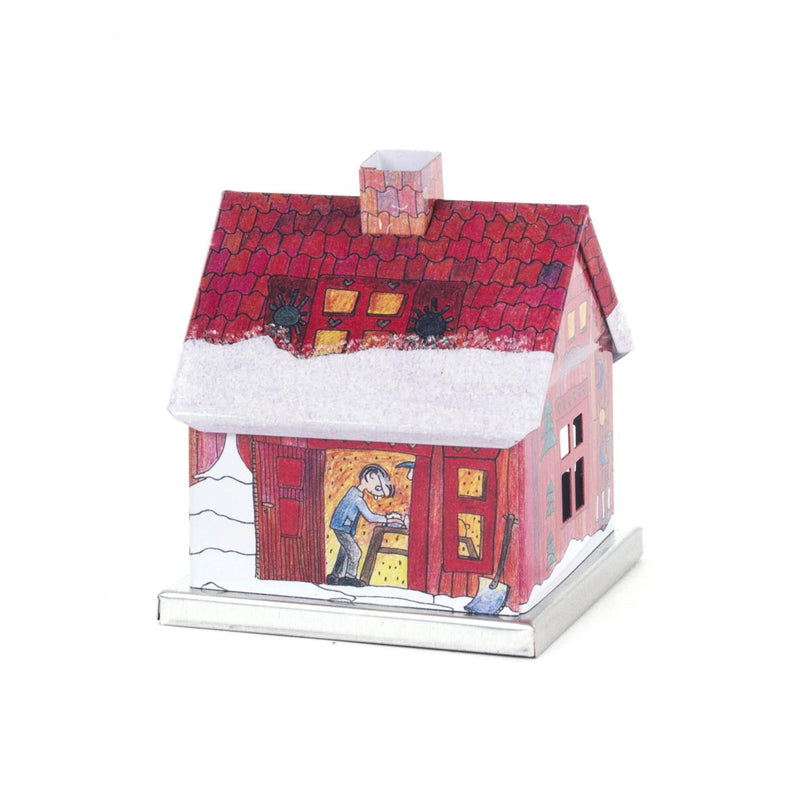 146/202040 - Metal Smoker House with Painted Holiday Scene