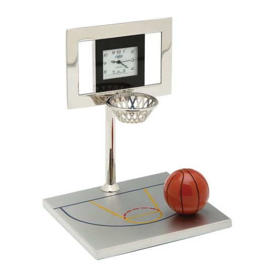 C438Sil - Basketball Hoop Miniature Clock